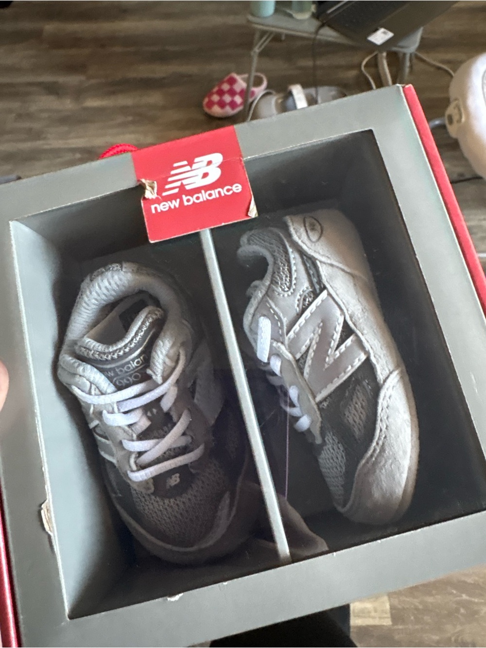 New Balance Kids Gray & White Lace-Up Sneaker